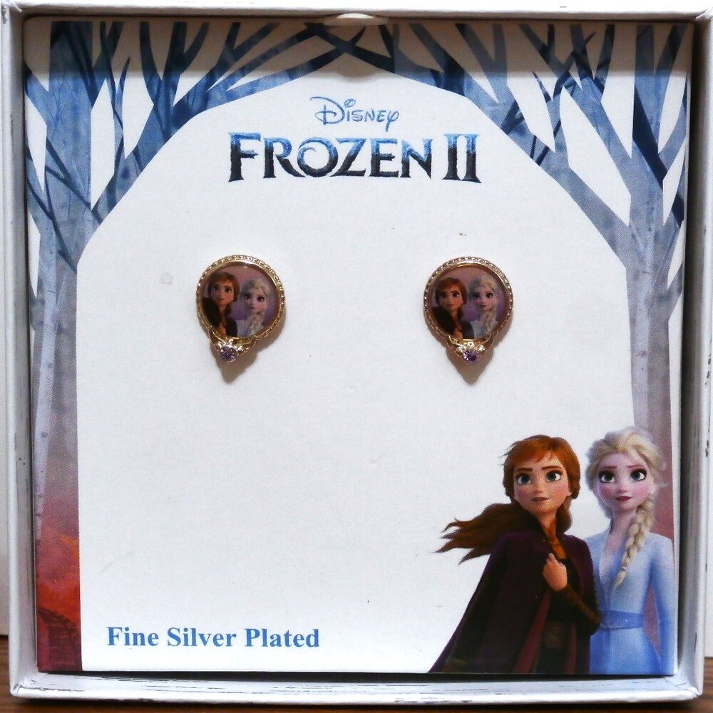 Silver Plated Brass / Disney Frozen Anna / Elsa Stud Earrings -  Brand New w Tag